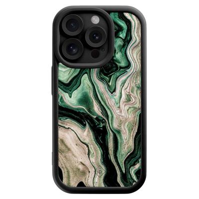 iPhone 15 Pro zwarte case - Green waves