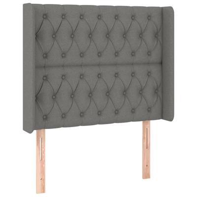 Hoofdbord LED 93x16x118/128 cm stof donkergrijs - thumbnail