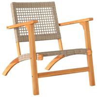 Tuinstoelen 2 st poly rattan en acaciahout beige - thumbnail