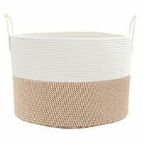 VidaXL Opbergmand ø 51x33 cm katoen bruin en wit - thumbnail