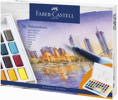 Waterverf Faber-Castell 36 kleuren in doos met palet Waterverf Faber-Castell 36 kleuren in doos met palet