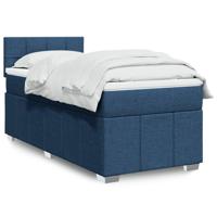 Boxspring met matras stof blauw 90x190 cm - thumbnail