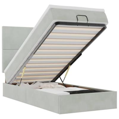 Ottoman bed met matrassen 100x200cm fluweel lichtgrijs