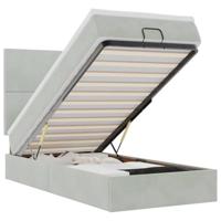 Ottoman bed met matrassen 100x200cm fluweel lichtgrijs - thumbnail