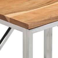 Wandtafel roestvrij staal en massief acaciahout zilverkleurig - thumbnail