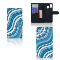 Samsung Galaxy M20 Telefoon Hoesje Waves Blue - thumbnail