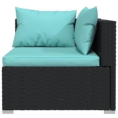 6-delige Loungeset met kussens poly rattan zwart