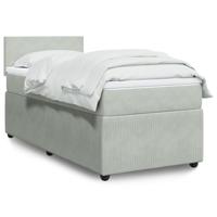 Boxspring met matras fluweel lichtgrijs 90x190 cm - thumbnail