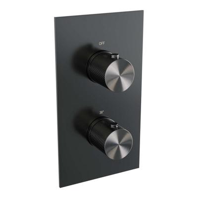 Brauer Gunmetal Carving - 3 Weg - Inbouwthermostaat - In/afbouwdelen - Gunmetal Geborsteld PVD