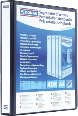 DONAU personaliseerbare ringmap, PP, ft A4, 4 D-ringen van 30 mm, zwart