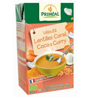 Indiase soep met rode linzen, kokos en curry bio