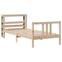 Bedframe met hoofdbord massief grenenhout 90x190 cm - thumbnail