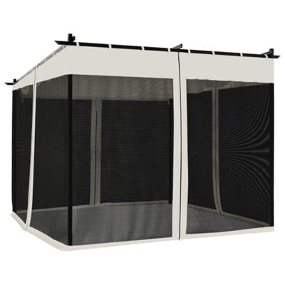 Prieel met zijwanden van gaas 3x3 m staal crmekleurig Prieel met zijwanden van gaas 3x3 m staal crmekleurig