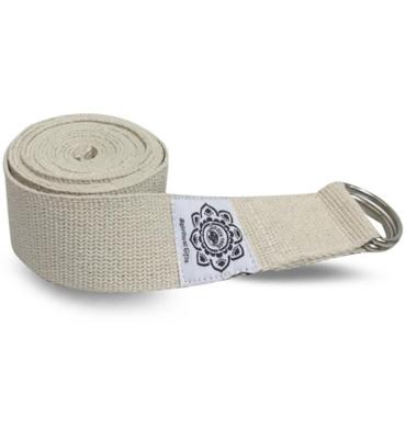 Katoenen Yoga Riem Wit met D-Ring - 248 cm
