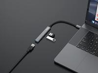 Equip 128961 USB-hub 4-poorts 1x3.0/3x2.0 USB->USB-C grijs - thumbnail