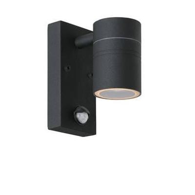 Lucide ARNE-LED IR - Wandspot / Wandlamp Binnen/Buiten - Ø 6,3 cm - LED - GU10 - 1x5W 2700K - IP44 - Beweging & dag/nacht sensor - Zwart