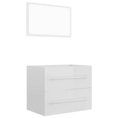 vidaXL 2-delige Badkamermeubelset spaanplaat hoogglans wit