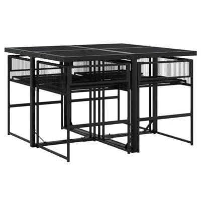 5-delige Tuinset met kussens poly rattan zwart 5-delige Tuinset met kussens poly rattan zwart