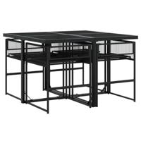 5-delige Tuinset met kussens poly rattan zwart - thumbnail