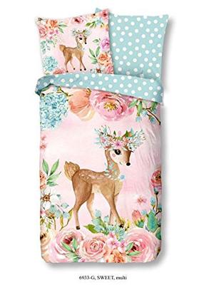 Good Morning Kinderdekbedovertrek "bambi met bloemen" - Multi - (140x200/220 cm) - Katoen