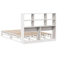 Bed met boekenkast zonder matras massief hout wit 160x200 cm - thumbnail