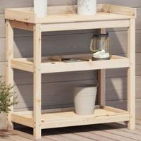 VidaXL Oppottafel met schappen 82,5x45x86,5 cm massief grenenhout - thumbnail