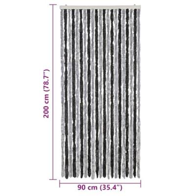 VidaXL Vliegengordijn 90x200 cm chenille grijs en zwart VidaXL Vliegengordijn 90x200 cm chenille grijs en zwart