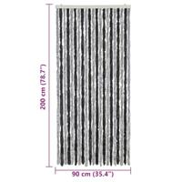 Vliegengordijn 90x200 cm chenille grijs en zwart - thumbnail