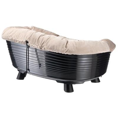 Ferplast Honden- en kattenbed met kussen, wasbaar honden- en kattenbed, gerecycled plastic, verhoogd bed voor kleine honden, ademend en antislip, SOFA' THRONE 73 x 55 xh 32 cm, zwart