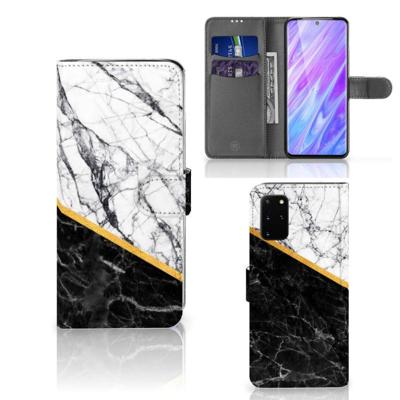 Samsung Galaxy S20 Plus | Bookcase | Marmer Wit Zwart - Origineel Cadeau Man