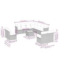 12-delige Loungeset met kussens poly rattan bruin - thumbnail