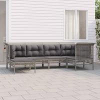 6-delige Loungeset met kussens poly rattan grijs - thumbnail