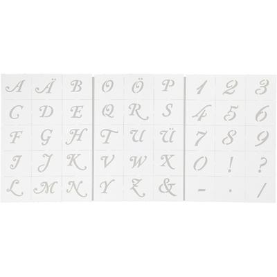 Creativ Company Letters en cijfers sjabloon, h: 20-30 mm, a5, vel 148x210 mm, 3 vel/ 1 doos
