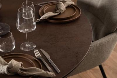 Bendt Ronde Eettafel 'Line' Keramiek, 119cm, kleur Bruin