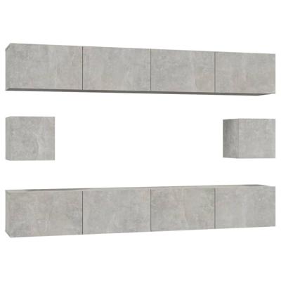 6-delige Tv-meubelset bewerkt hout betongrijs