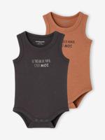 Set van 2 body's voor jongens van biologisch katoen antraciet - thumbnail