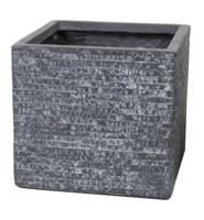 Mega Collections Plantenbak Utah Kubus Clayfibre 27x27x28 cm Grafiet - thumbnail