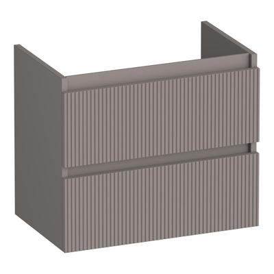 Brauer Joy Wavy - Onderkast Ondiep - 60 cm - met 2 Softclose Lades Greeploos en 1 Sifon Uitsparing - Mat Taupe