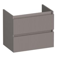 Brauer Joy Wavy - Onderkast Ondiep - 60 cm - met 2 Softclose Lades Greeploos en 1 Sifon Uitsparing - Mat Taupe - thumbnail