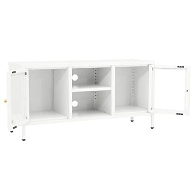 Tv-meubel 105x35x52 cm staal en glas wit