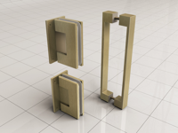 Scharnierset En Greep tbv Profielloze Nisdeur Wiesbaden Less Geborsteld Messing - thumbnail