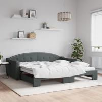 Slaapbank met onderschuifbed 100x200 cm stof donkergrijs - thumbnail