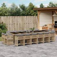 17-delige Tuinset met kussens poly rattan gemengd beige - thumbnail