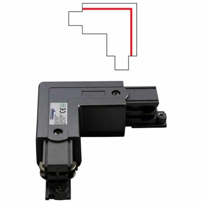 Haakse hoek verbinding voor een spanningsrail rechts zwart 169-048