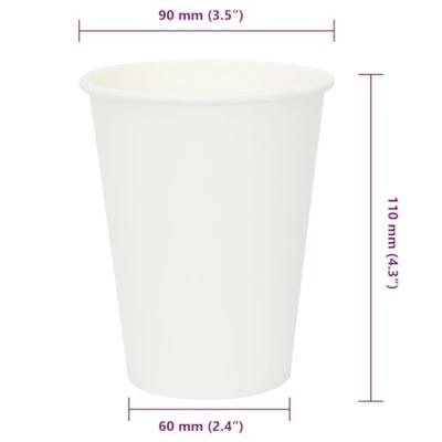 VidaXL Papieren koffiekopjes 1000 st 12oz 300 ml wit