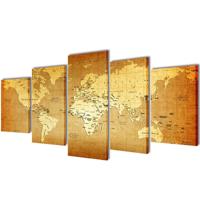 VidaXL Canvas muurdruk print set wereldkaart 100 x 50 cm - thumbnail