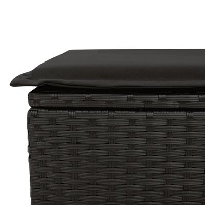 10-delige Loungeset met kussens poly rattan zwart - thumbnail