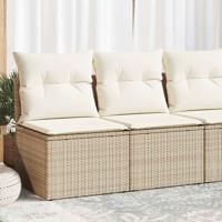 2-delige Loungeset met kussens poly rattan acacia beige - thumbnail