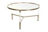 Hoofdtafel DKD Home Decor Glamour Transparant Gouden Acryl Metaal 87 x 87 x 50 cm - thumbnail