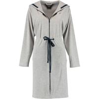 Cawö Cawö Dames Badjas met Capuchon, band en rits 821 - Grau-blau XL - thumbnail